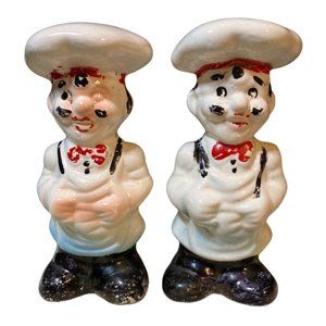Salt and Pepper Italian Chef's Ceramic Shaker Set Vintage